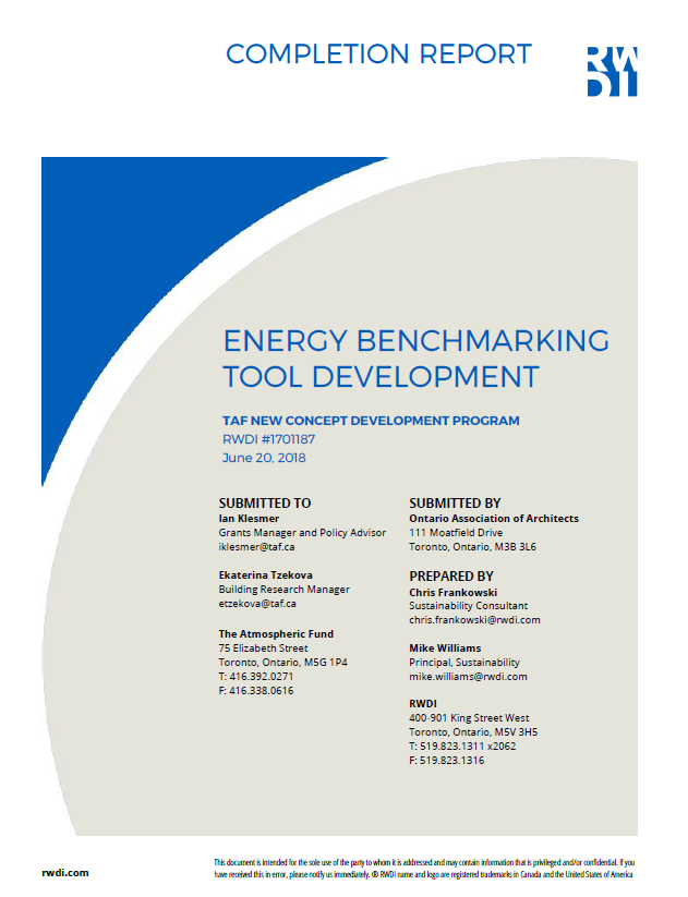 energy benchmarking tool completion report cover