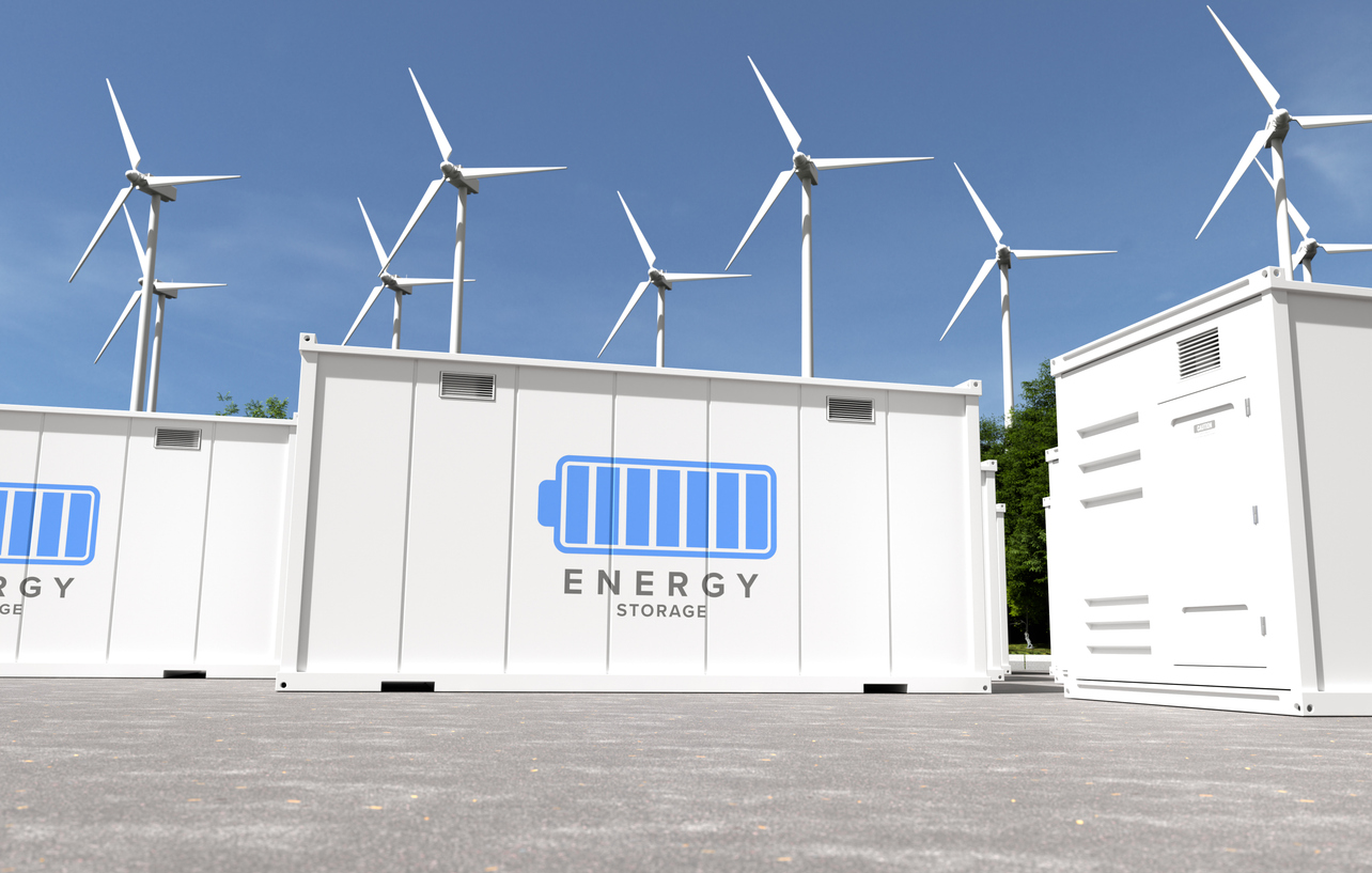 Energy storage systems with wind turbines